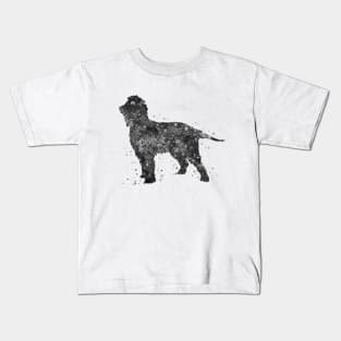 irish water spaniel dog black and white art Kids T-Shirt